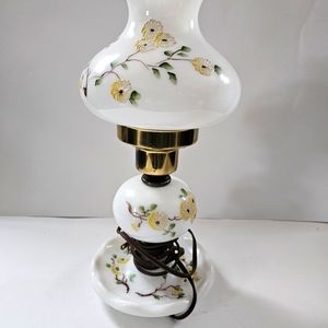 Vintage Table Lamp Hand Painted Hurricane Gone with the Wind Milk Glass